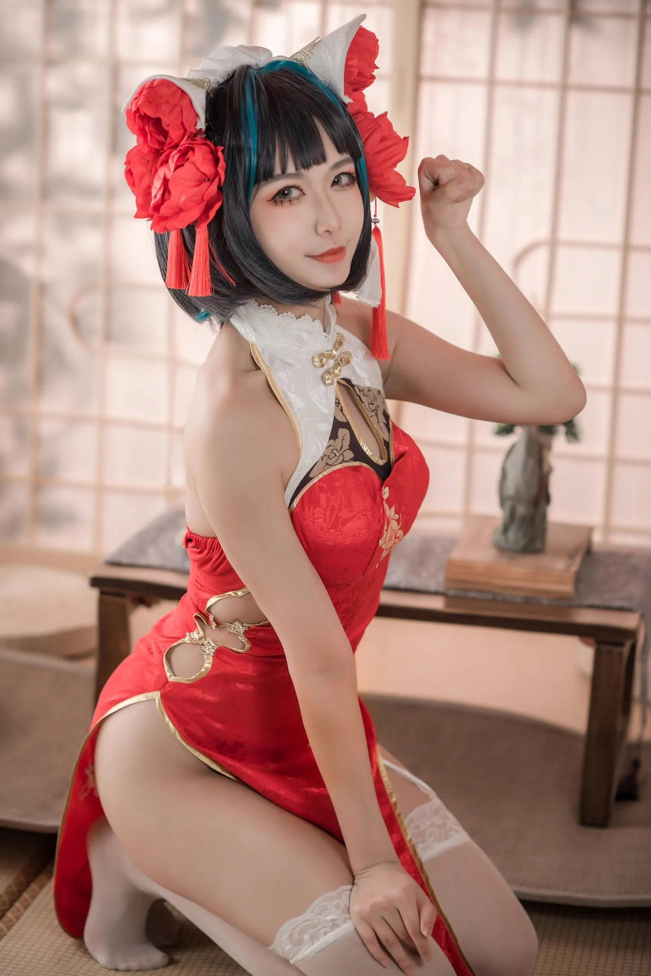 【单套】源紗希柴郡紅色旗袍【50张】  第2张