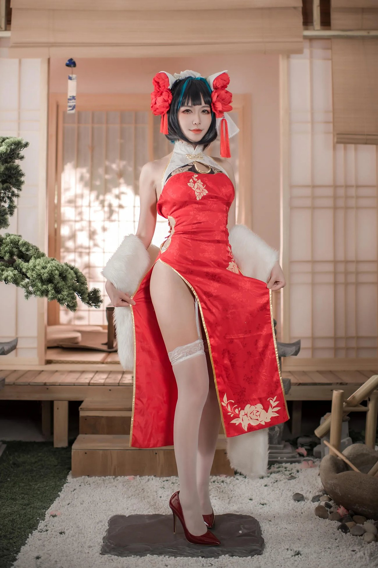 【单套】源紗希柴郡紅色旗袍【50张】  第3张